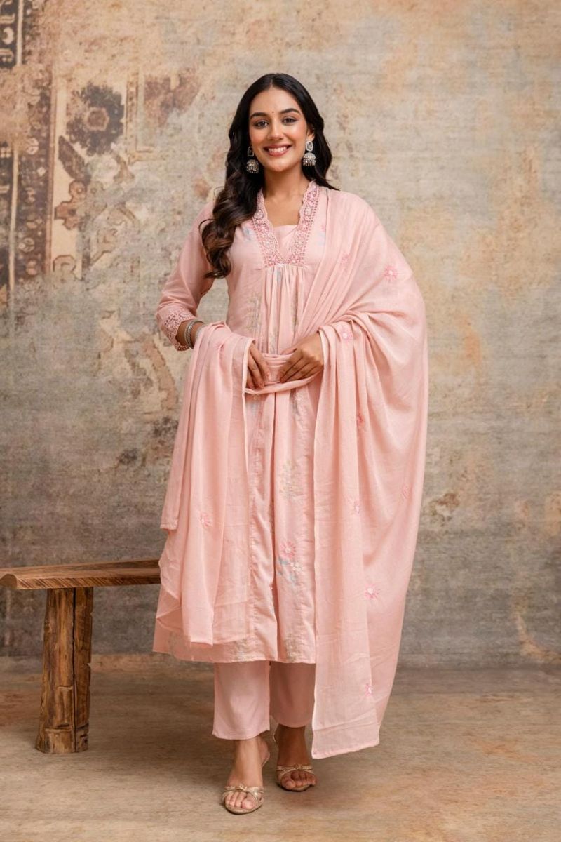 Amrah Wholesale Naisha K 1191 Mul Cotton Kurti Pant Dupatta Set