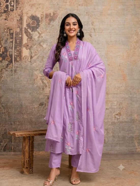 Amrah Wholesale Naisha K 1191 Mul Cotton Kurti Pant Dupatta Set
