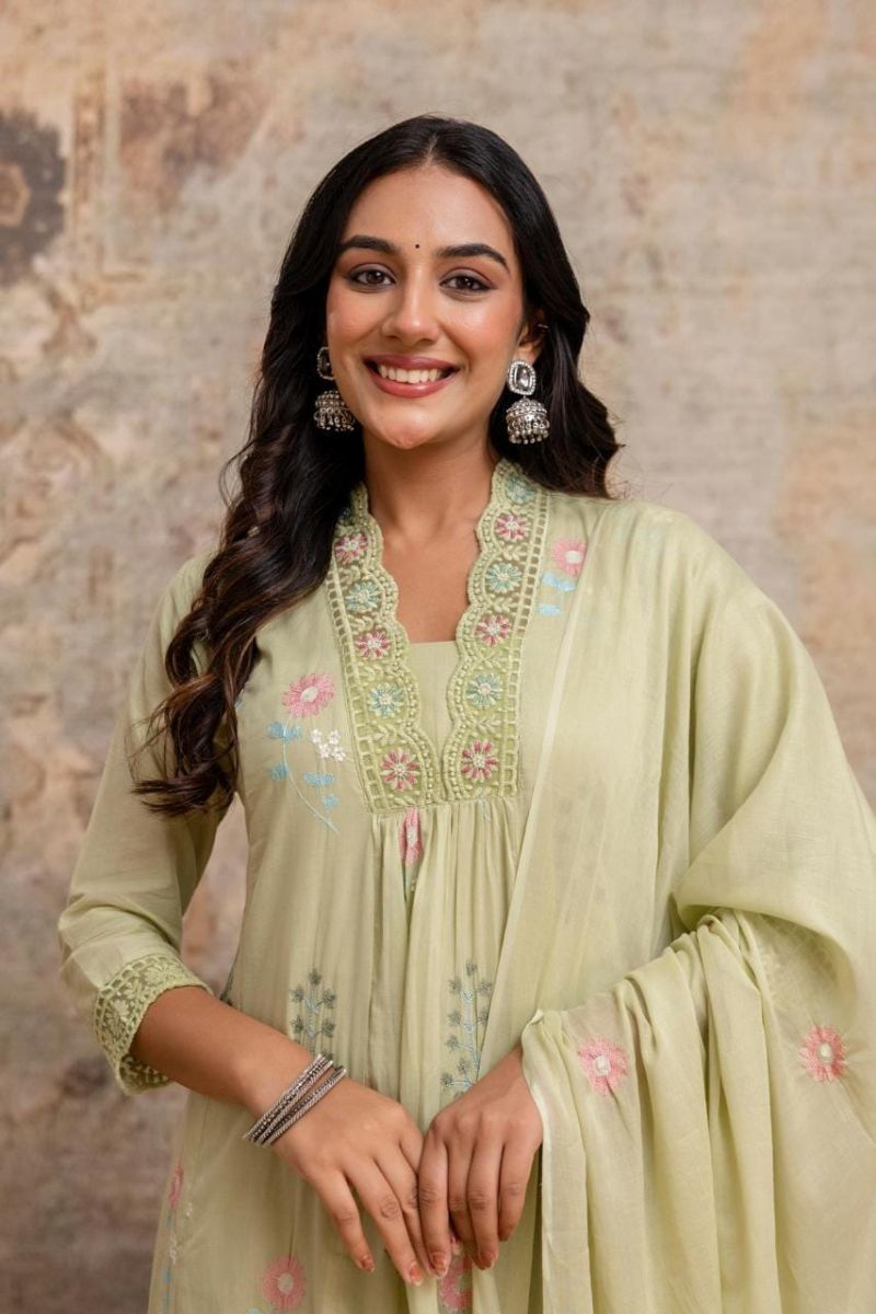 Amrah Wholesale Naisha K 1191 Mul Cotton Kurti Pant Dupatta Set