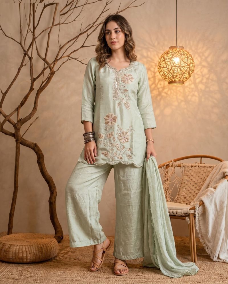 Amrah Wholesale Naisha K 1195 Crush Kurti Pant Dupatta Set