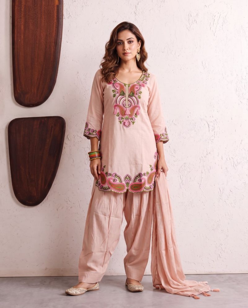 Amrah Wholesale Naisha K 1234 Mul Chanderi Embroidered Farshi Salwar Kameez Collection