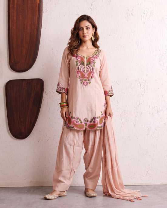 Amrah Wholesale Naisha K 1234 Mul Chanderi Embroidered Farshi Salwar Kameez Collection