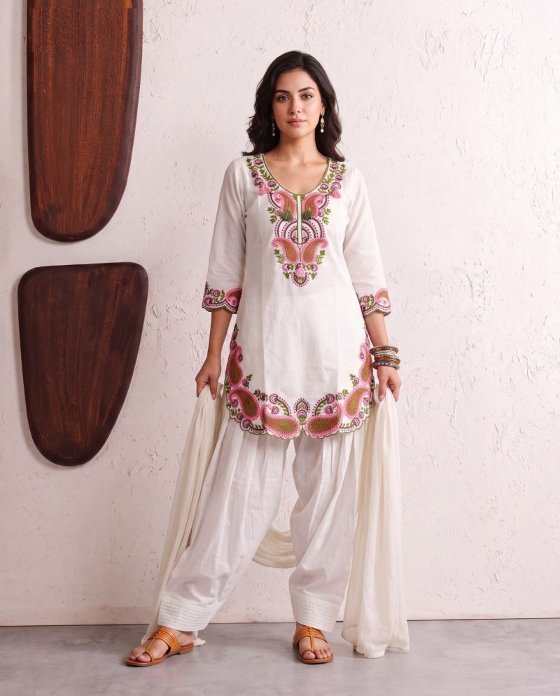Amrah Wholesale Naisha K 1234 Mul Chanderi Embroidered Farshi Salwar Kameez Collection