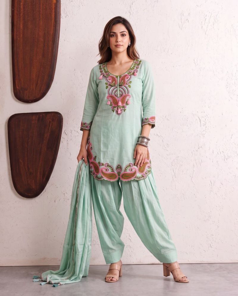 Amrah Wholesale Naisha K 1234 Mul Chanderi Embroidered Farshi Salwar Kameez Collection