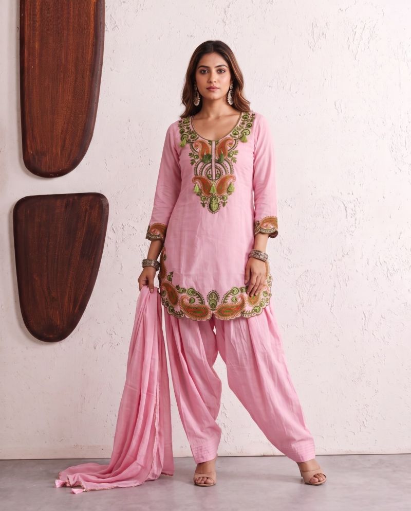 Amrah Wholesale Naisha K 1234 Mul Chanderi Embroidered Farshi Salwar Kameez Collection