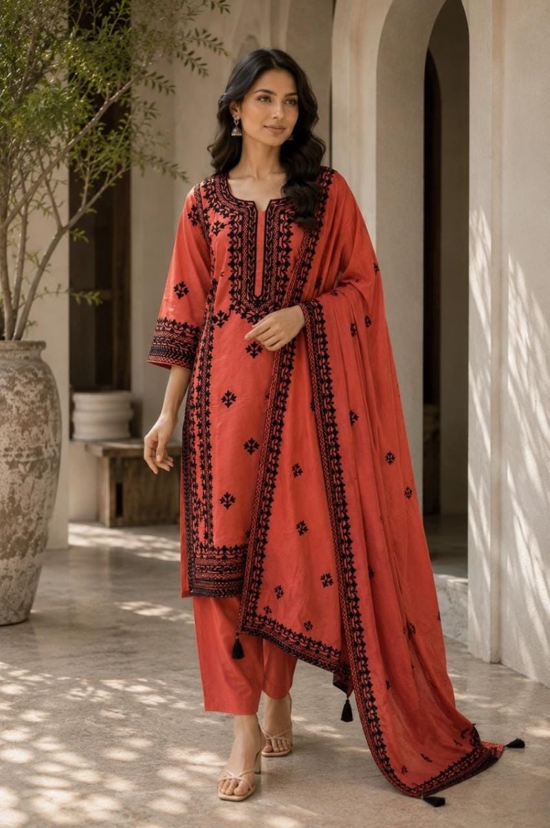 Amrah Wholesale Naisha K 1327 Mul Chanderi Kurti Pant Dupatta Set