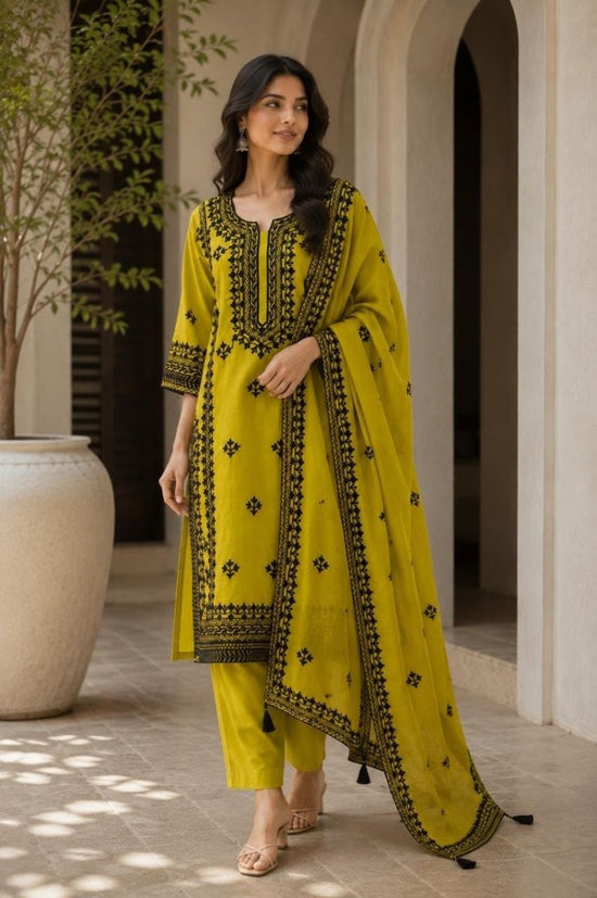 Amrah Wholesale Naisha K 1327 Mul Chanderi Kurti Pant Dupatta Set