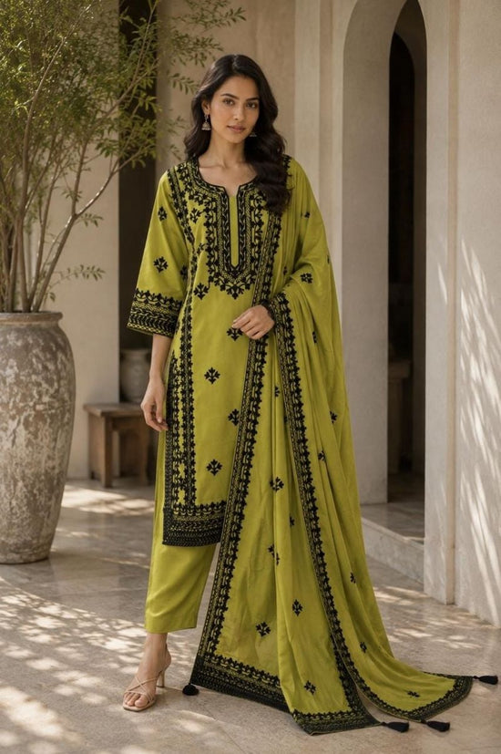 Amrah Wholesale Naisha K 1327 Mul Chanderi Kurti Pant Dupatta Set