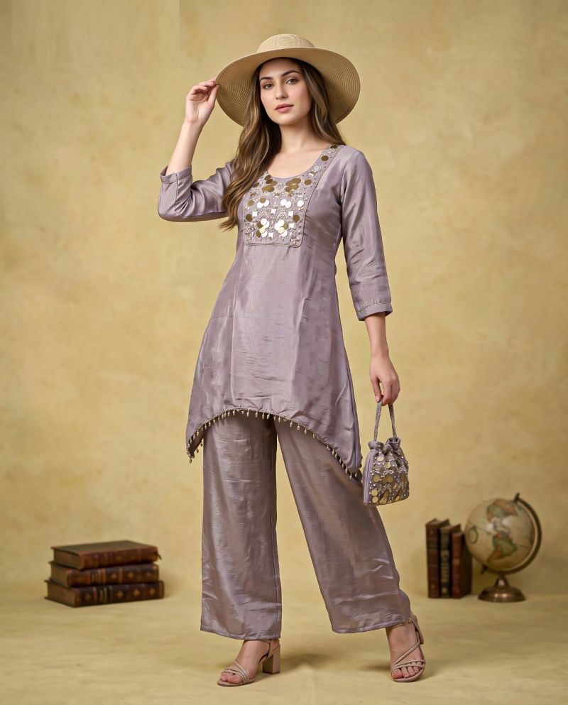 Amrah Wholesale Naisha K 1385 Chinon Hand Work Co Ord Set