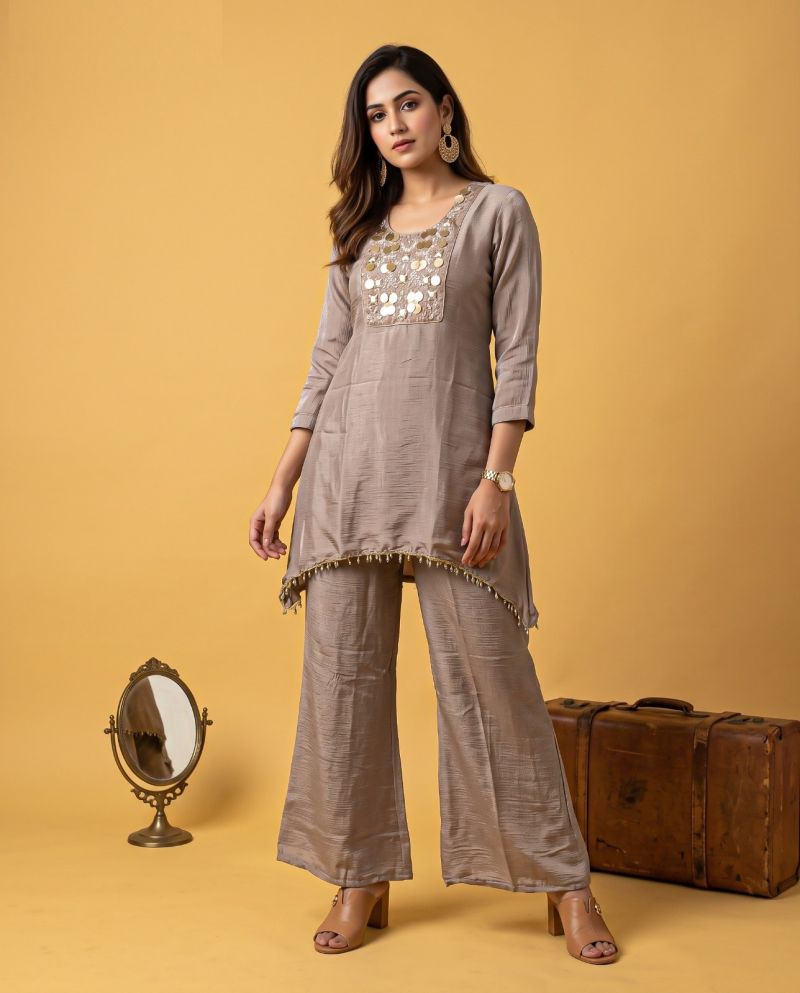 Amrah Wholesale Naisha K 1385 Chinon Hand Work Co Ord Set