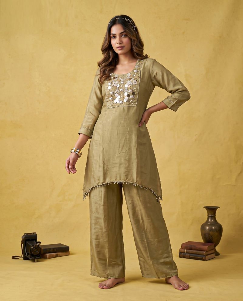 Amrah Wholesale Naisha K 1385 Chinon Hand Work Co Ord Set