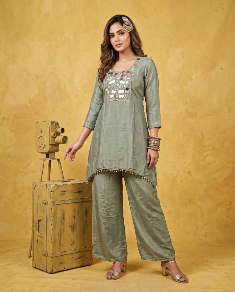 Amrah Wholesale Naisha K 1385 Chinon Hand Work Co Ord Set