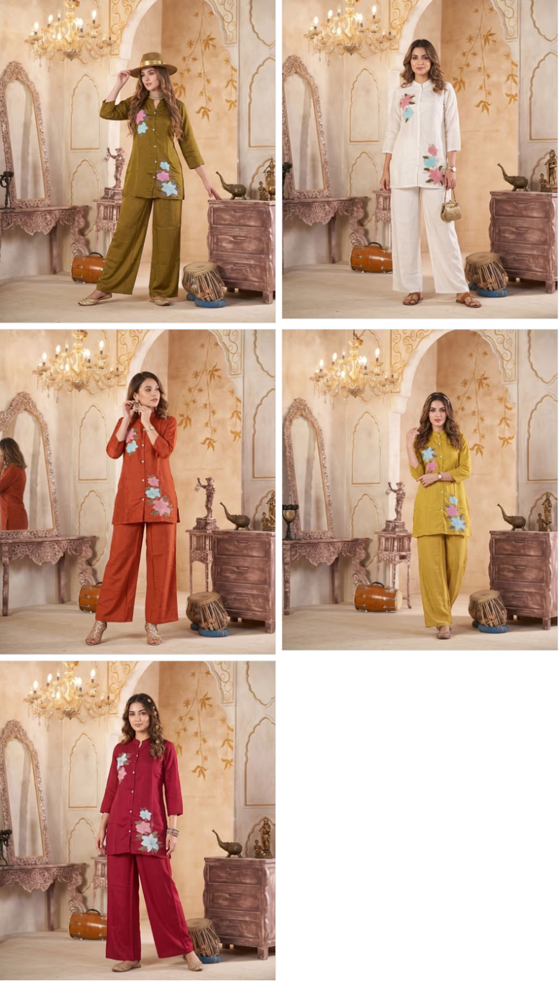 Amrah Wholesale Naisha K 1386 Mul Chanderi Co Ord Set