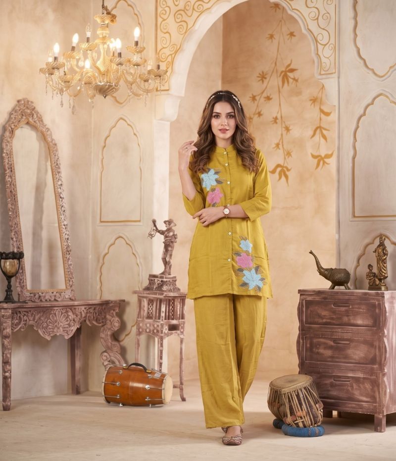 Amrah Wholesale Naisha K 1386 Mul Chanderi Co Ord Set