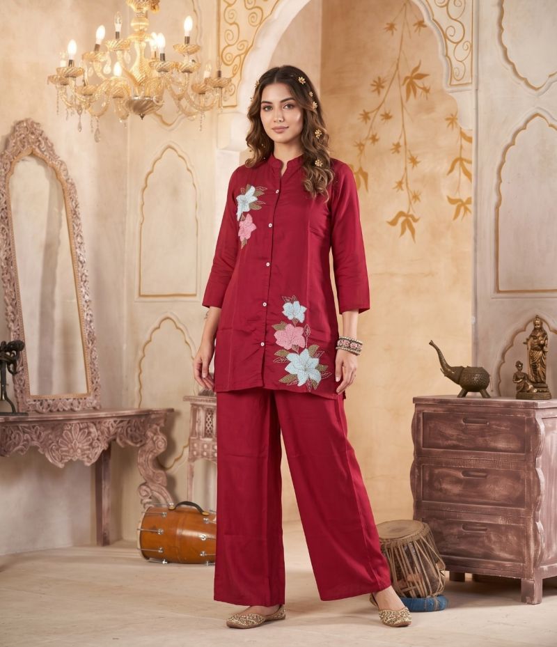 Amrah Wholesale Naisha K 1386 Mul Chanderi Co Ord Set