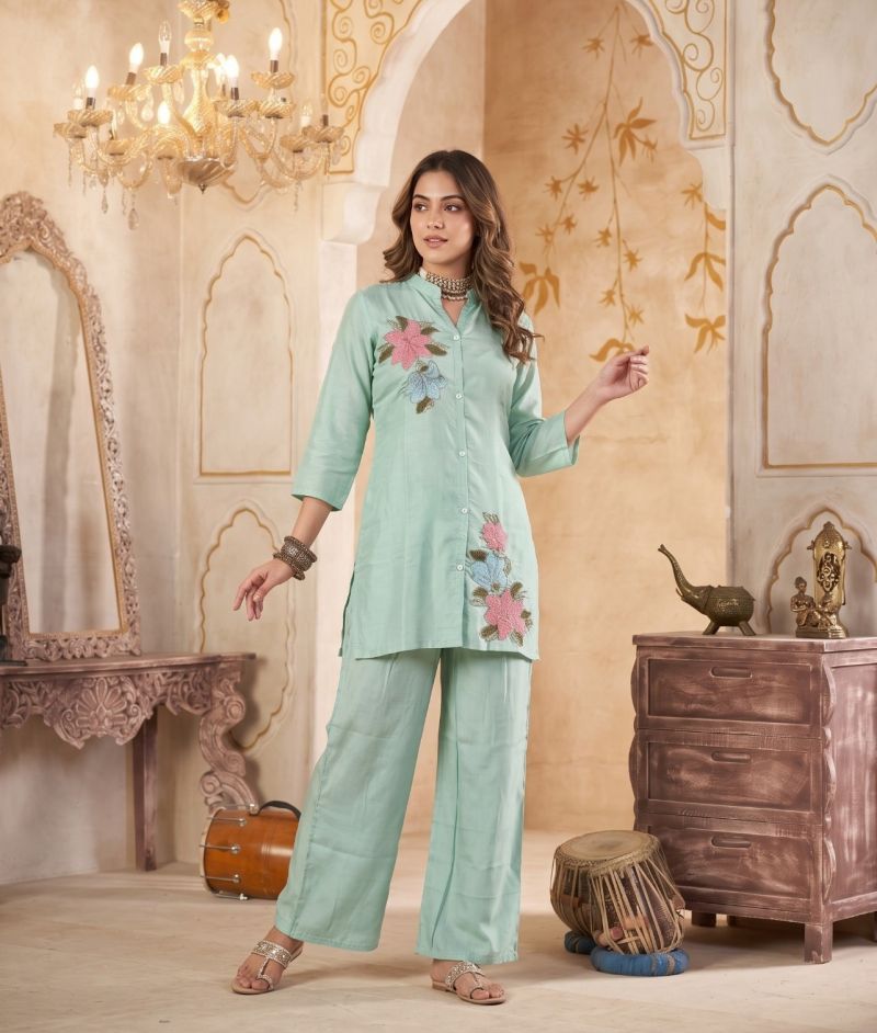 Amrah Wholesale Naisha K 1386 Mul Chanderi Co Ord Set