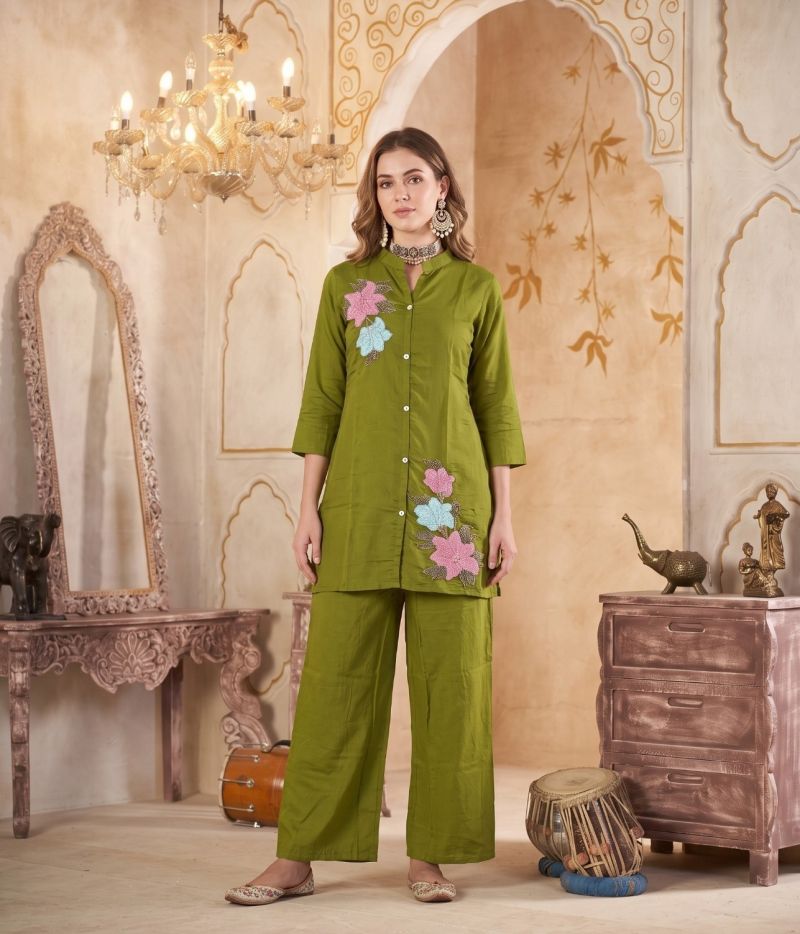 Amrah Wholesale Naisha K 1386 Mul Chanderi Co Ord Set