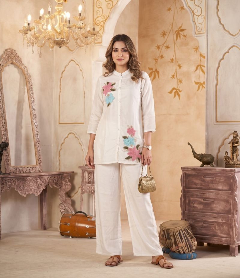 Amrah Wholesale Naisha K 1386 Mul Chanderi Co Ord Set