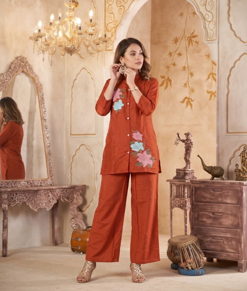 Amrah Wholesale Naisha K 1386 Mul Chanderi Co Ord Set