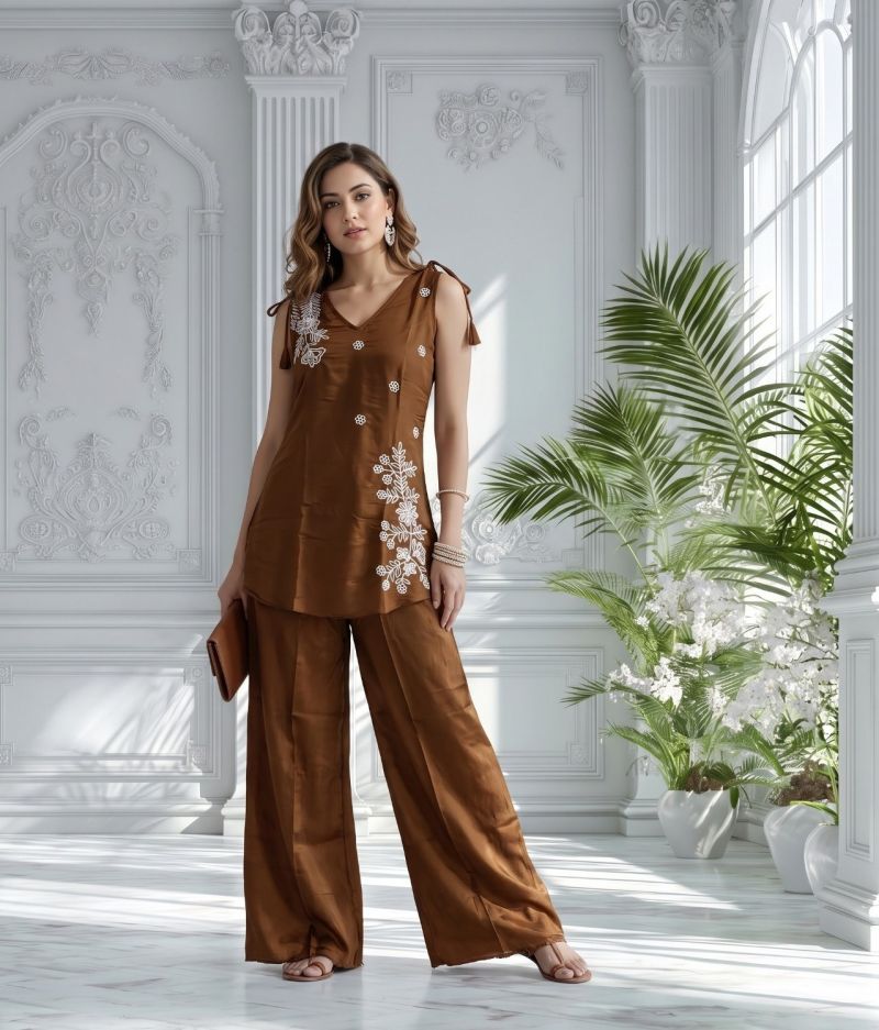 Amrah Wholesale Naisha K 1390 Mul Chanderi Co Ord Set