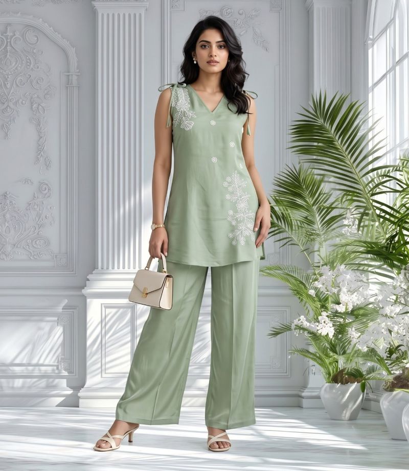 Amrah Wholesale Naisha K 1390 Mul Chanderi Co Ord Set