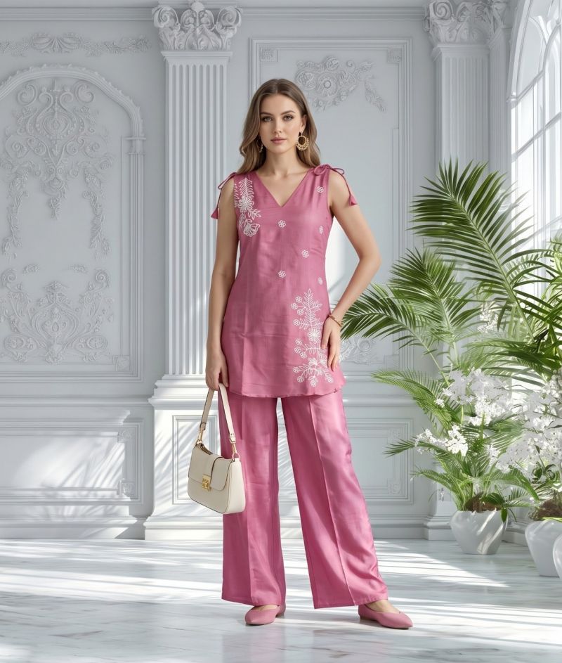 Amrah Wholesale Naisha K 1390 Mul Chanderi Co Ord Set