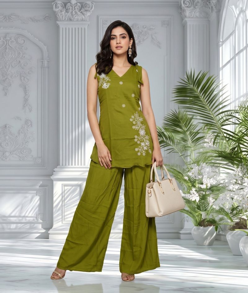 Amrah Wholesale Naisha K 1390 Mul Chanderi Co Ord Set