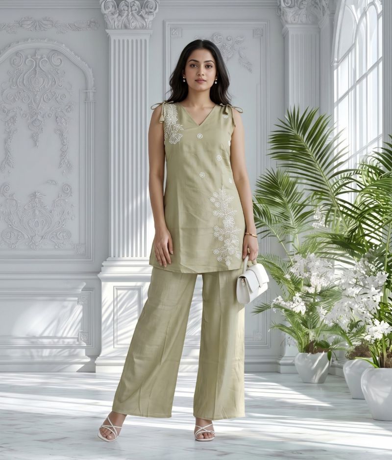 Amrah Wholesale Naisha K 1390 Mul Chanderi Co Ord Set