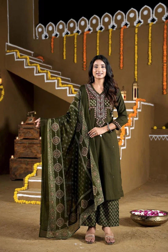 Amrah Wholesale Naisha K 1392 Cotton Embroidered Kurti Pant Dupatta Set