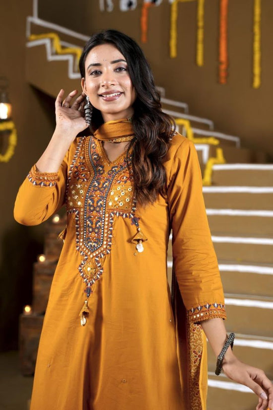 Amrah Wholesale Naisha K 1392 Cotton Embroidered Kurti Pant Dupatta Set