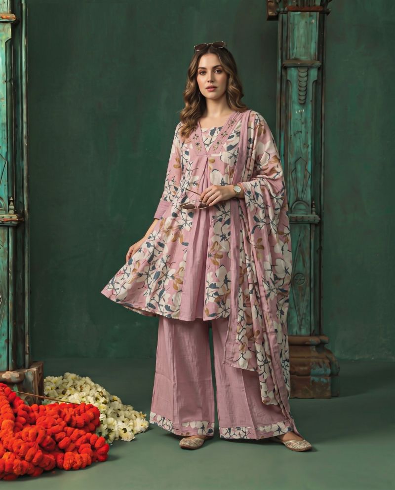 Amrah Wholesale Naisha K 1397 Berlin Discharge Print Hand Work Kurti Pant Dupatta Set