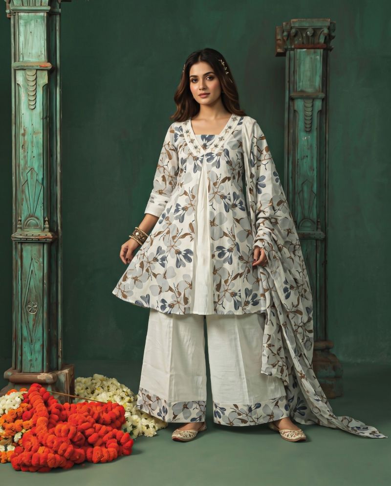 Amrah Wholesale Naisha K 1397 Berlin Discharge Print Hand Work Kurti Pant Dupatta Set