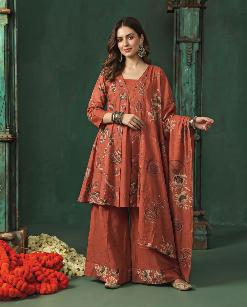 Amrah Wholesale Naisha K 1397 Berlin Discharge Print Hand Work Kurti Pant Dupatta Set