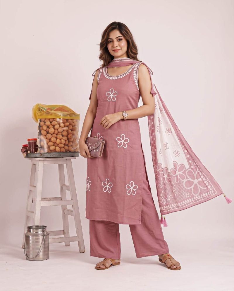 Amrah Wholesale Naisha K 1399 Pure Nylon Viscose Embroidered Kurti Pant Dupatta Set