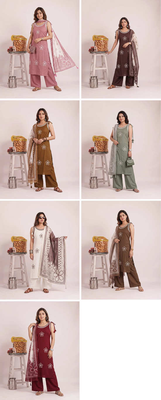 Amrah Wholesale Naisha K 1399 Pure Nylon Viscose Embroidered Kurti Pant Dupatta Set