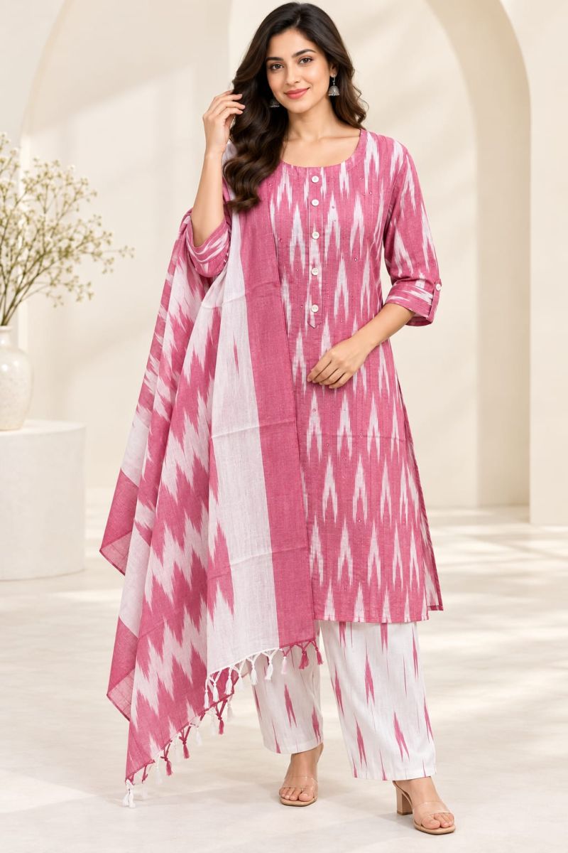 Amrah Wholesale Naisha K 1413 Cotton Printed Kurti Pant Dupatta Set