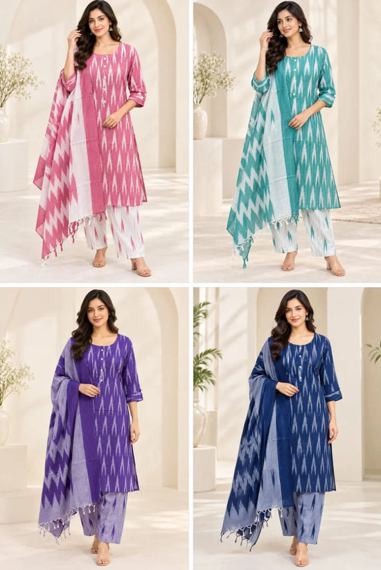 Amrah Wholesale Naisha K 1413 Cotton Printed Kurti Pant Dupatta Set