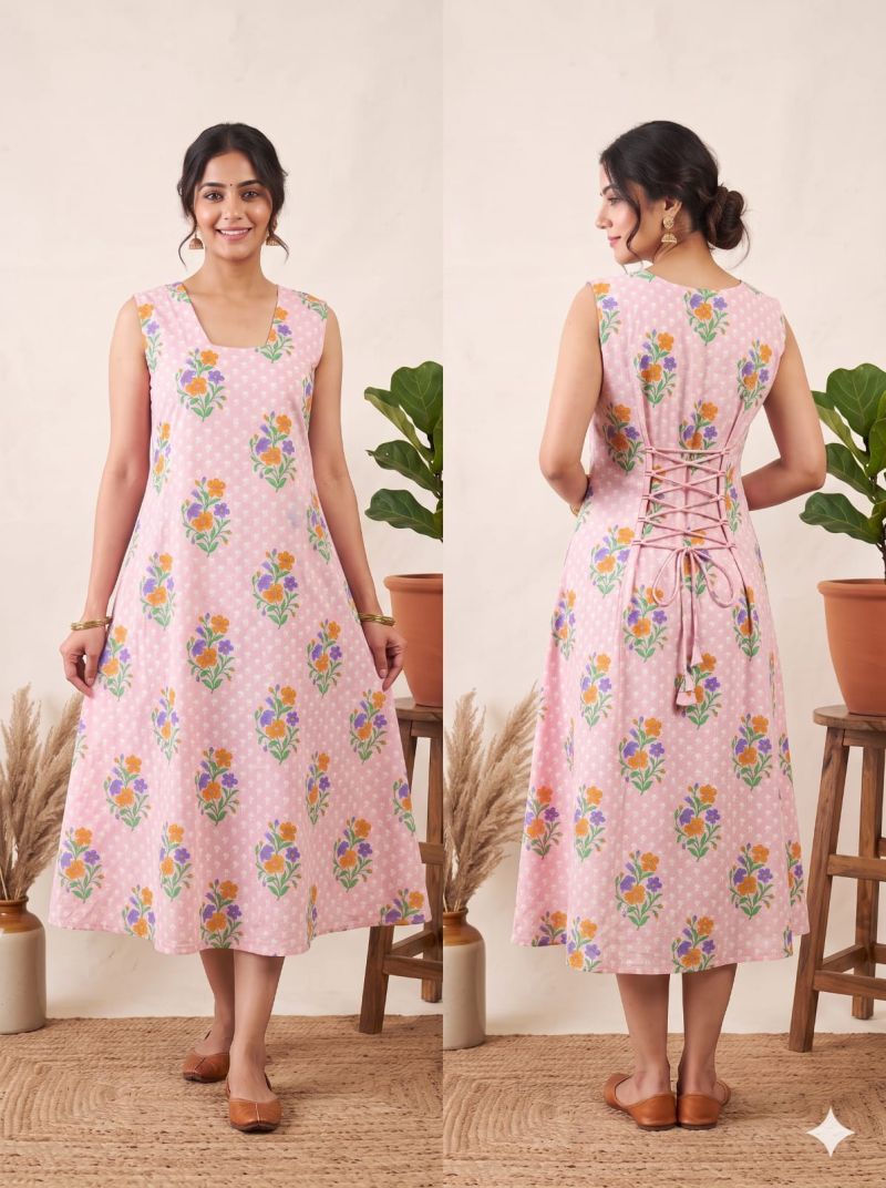 Amrah Wholesale Naisha K 1440 Cotton Printed Flared Dress