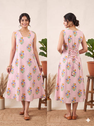 Amrah Wholesale Naisha K 1440 Cotton Printed Flared Dress