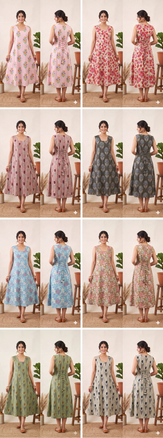 Amrah Wholesale Naisha K 1440 Cotton Printed Flared Dress
