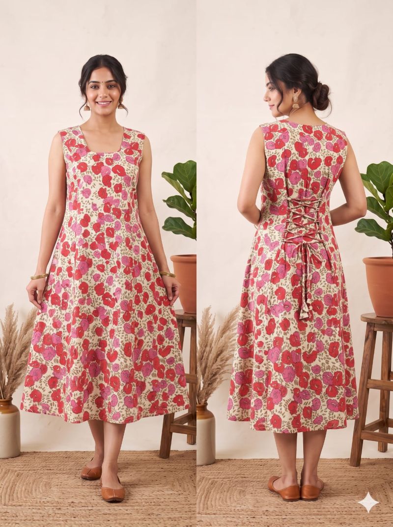 Amrah Wholesale Naisha K 1440 Cotton Printed Flared Dress