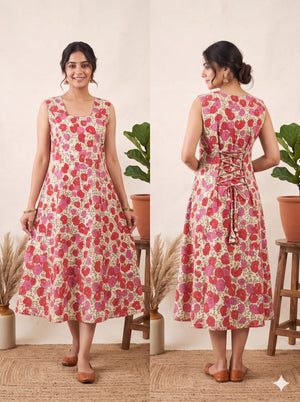 Amrah Wholesale Naisha K 1440 Cotton Printed Flared Dress