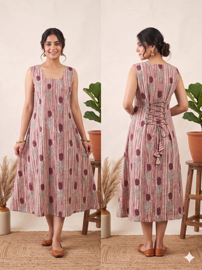 Amrah Wholesale Naisha K 1440 Cotton Printed Flared Dress