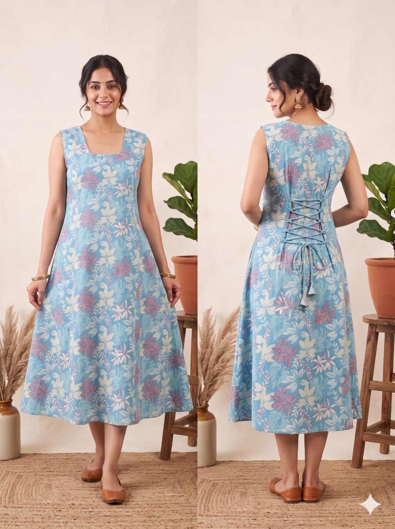 Amrah Wholesale Naisha K 1440 Cotton Printed Flared Dress