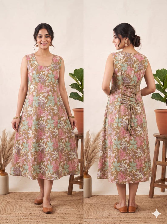 Amrah Wholesale Naisha K 1440 Cotton Printed Flared Dress
