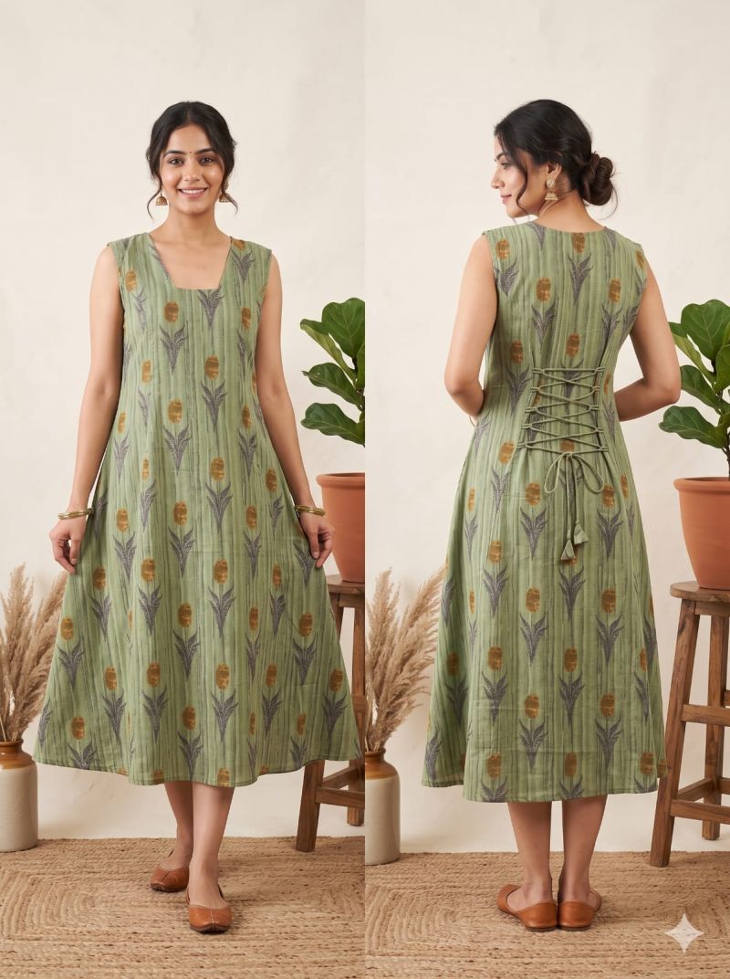 Amrah Wholesale Naisha K 1440 Cotton Printed Flared Dress