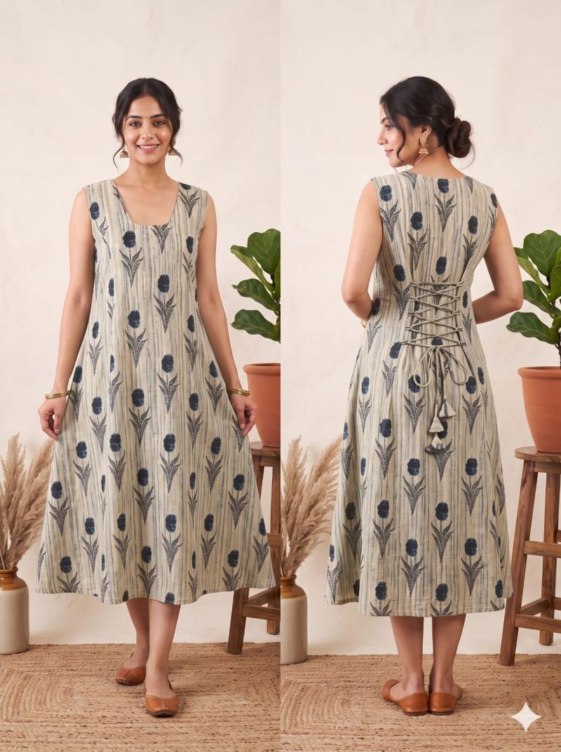 Amrah Wholesale Naisha K 1440 Cotton Printed Flared Dress