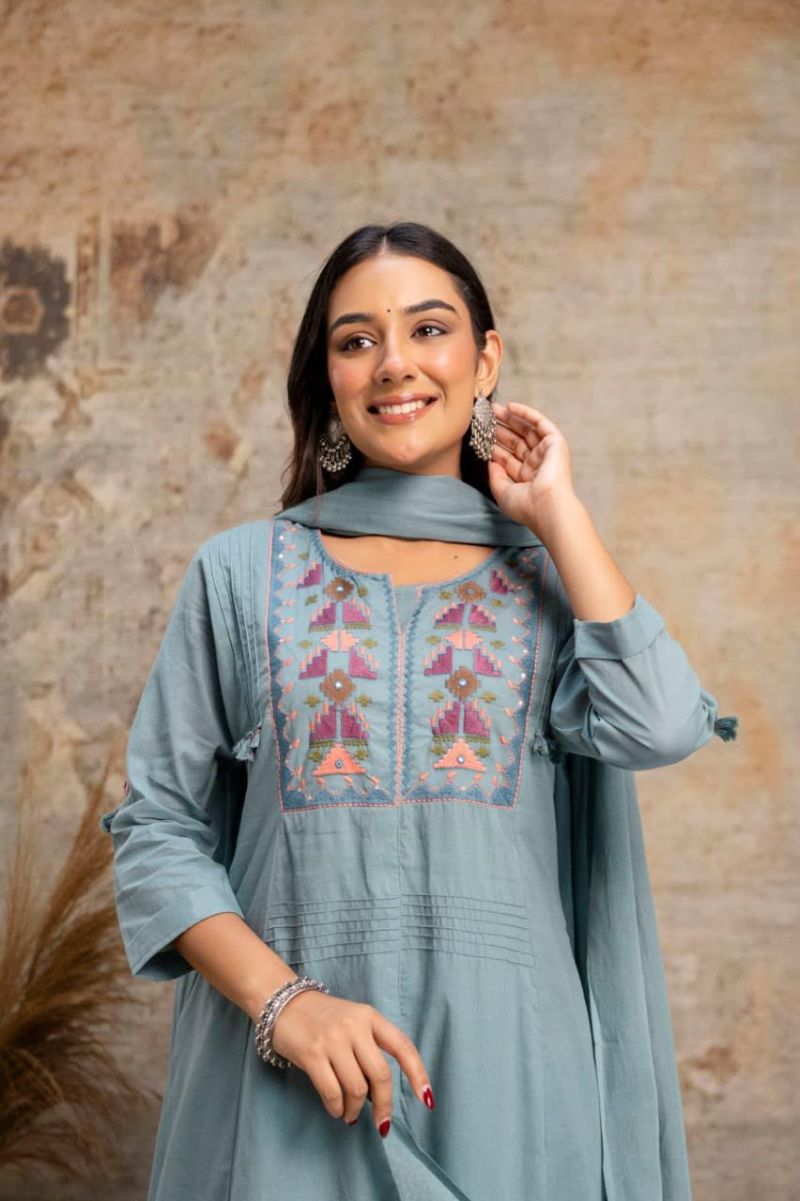 Amrah Wholesale Naisha K 1445 Silly Cotton Embroidered Salwar Suit Set