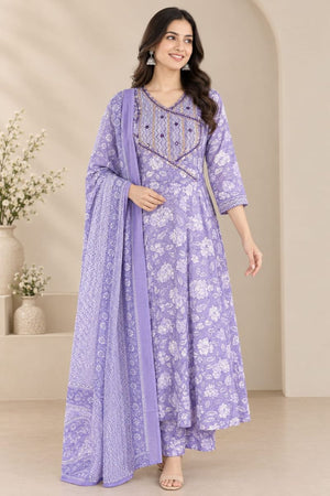 Amrah Wholesale Naisha K 1449 Pure Cotton Printed Anarkali Kurti Set