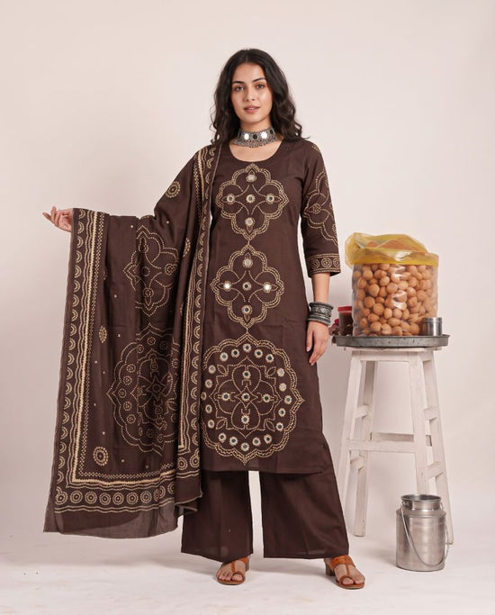 Amrah Wholesale Naisha K 1464 Dhabu Cotton Kurti Pant Dupatta Set